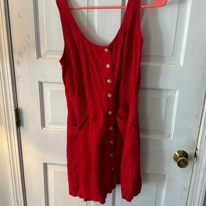 Loft linen blend button, mini dress red